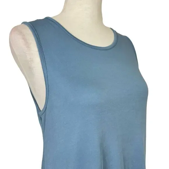 Vince Camuto | Solid Blue Hi-Low Sleeveless Comfortable Casual Midi Tank Dress - Picture 5 of 8